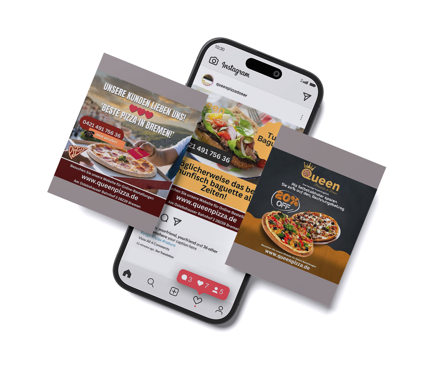 queen pizza bremen sosyal medya çalışması